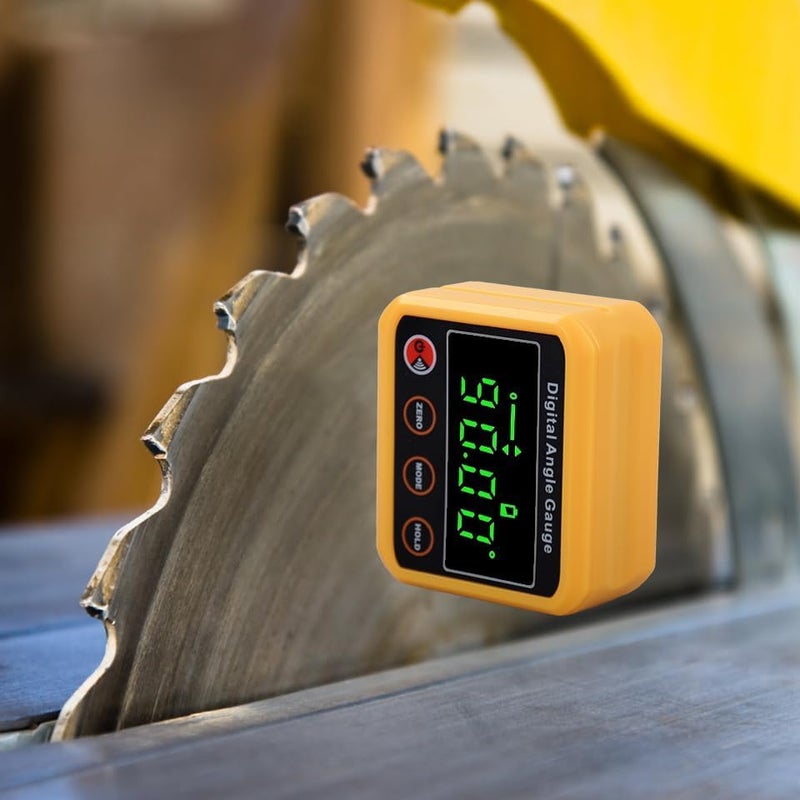 OUTIL Magnetic Digital Angle Finder Protractor Inclinometer - Cube Digital Level Angle Gauge with Magnetic Base and Backlight - Precision Level Box for Woodworking, Construction, Machinery, Masonry (yellow) - Image 4